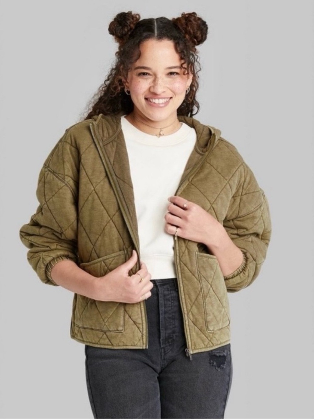 Wild Fable Quilted Hooded Jacket (MEDIUM)